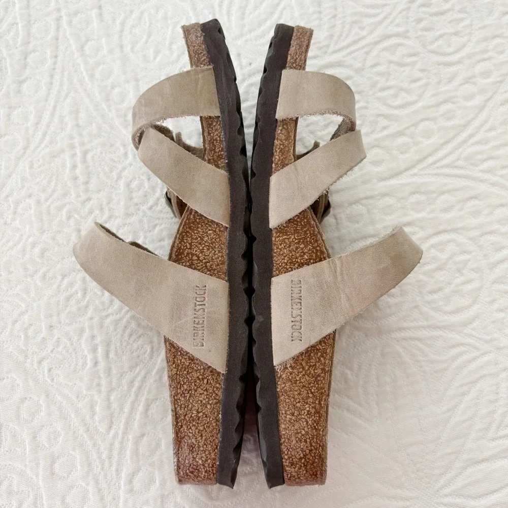 Birkenstock Franca Strappy Oiled Leather Sandals, Tan‎ Sz 36 US 5